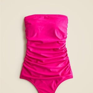 Gemma ruched bandeau one-piece (Color: Radiant Fuchsia)